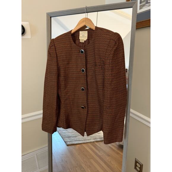 Vintage En Avance Burton Blazer Jacket Brown Black 80s 90s - Picture 2 of 6